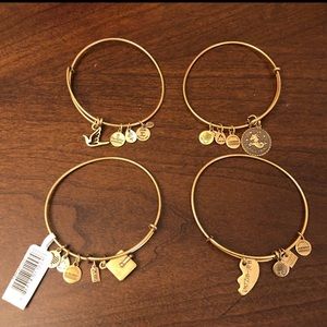 ALEX AND ANI Expandable Goldtone Charm Bangle Bracelet LOT/Bundle of 4